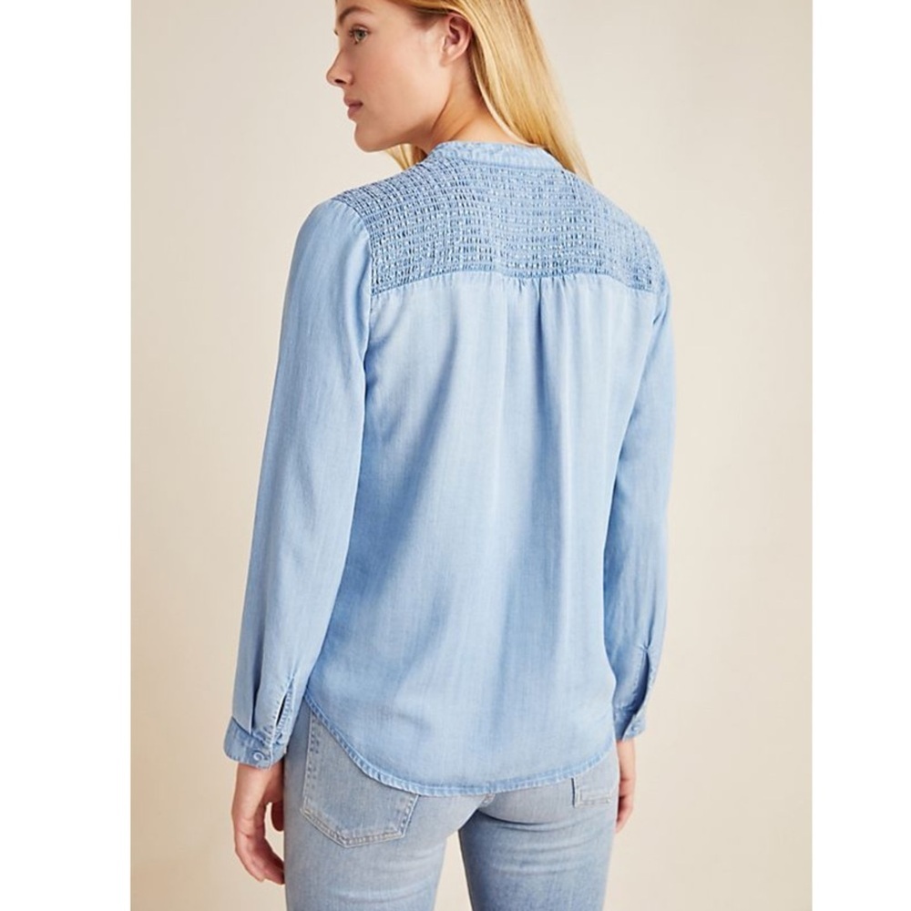 Cloth & Stone Anthropologie Smocked Chambray Buttondown